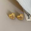 Pendientes de plata de ley 925 de Corea del Sur con forma de corazón, sencillos y encantadores, con forma de corazón, para uso diario, de gran sentido para mujer.