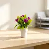 Nueva planta en maceta pequeña de loto de 5 flores de plástico transfronteriza para decoración de sala de estar en casa, maceta linda tipo helado artificial flor bonsái