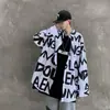 Camisa Grafite Impressa Estilo Chinês Ins para Homens, Camisa Elegante de Manga Longa, Versão Coreana para Primavera e Outono, Jaqueta Estilo Harajuku
