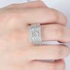 Anillo de Hombre Grande de Moda con Apertura Ajustable de Diamantes Completos Chapado en Platino de 18K Fortuna Gorda Anillo de Bodas
