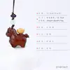Cadena para Teléfono Móvil con Borla Colgante Caballo del Zodiaco de Madera de Durazno Sándalo Verde Llavero para Hacerse Rico Rápido Encanto de Bolsa de Buena Suerte Año del Caballo