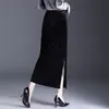 Falda de moda de longitud media con abertura lateral y patchwork de encaje para mujer, nueva falda lápiz de cintura alta de otoño 2026