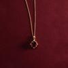 Venta Caliente Transfronteriza Collar de Rubí Chapado en Oro de 18K Lujo de Entrada Vintage Versátil Elegante Cadena para Clavícula de Circonita Roja Granate para Mujeres
