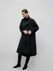 Novo casaco de lã grosso, solto, de comprimento médio, dupla face, para outono e inverno, elegante, estilo coreano, com gola alta