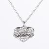 Collar de corazón de diamante completo con letras simples MOM SISTER MIMI NANA miembro de la familia de joyería europea y americana