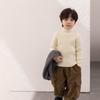 [Em estoque] Suéter infantil masculino de cor sólida com gola alta e elástico casaco de inverno infantil tricô espesso para bebês meninas