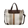 Bolsa de Lona Listrada Texturizada Feminina Grande Capacidade Retrô para o Dia a Dia Bolsa de Mão Moda Nicho Versátil Bolsa Tote Transversal