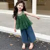 Conjunto de Verano 2026 para Niñas con Temática de Bosque Nuevo Elegante y Súper Lindo Conjunto Retro de Camisola de Puntos y Pantalones Acampanados