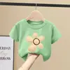 Camiseta de Verano para Niñas 2026 Nuevo Estilo Moda Infantil Estilo Coreano Camiseta de Verano de Manga Corta para Niñas Algodón Puro Transpirable