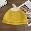 Gorro de Lana Tejido Lindo con Bloques de Color Estilo Japonés para Mujer, Cálido de Otoño e Invierno, Sencillo, Versátil, Adelgazante para la Cara