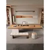 Mesa de Centro de Madera Maciza Color Madera para Todas las Estaciones, Mesa y Sillas de Madera Maciza para Preparar Té, Mesa de Té Integrada Minimalista Moderna para Hotel, B&B, Sala de Exposiciones, Oficina