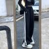 396# Real Shot Big Fish Scale Vestido de primavera High Street Split Zipper Listrado Calças esportivas femininas Perna larga Calças de moletom femininas