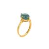 Plata de ley S925 chapada en oro incrustada jade azul natural calidad A garra de cuatro puntas simple unos pocos fideos de huevo pequeños estilo antiguo exquisito