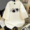 Camiseta de manga curta em seda de leite para casais, estampa de coelho de desenho animado para o verão, estilo universitário versátil, top de corte solto