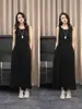 Vestido Retro Francés con Tirantes Finos para Mujer, Adelgazante y Favorecedor, Moderno Versátil de Corte Holgado con Bolsillos y Diseño Plisado