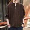 Moletom waffle com zíper parcial plus size para homens, novo estilo outono 2026, jaqueta masculina retrô americana solta e elástica, moderna