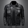 Chaqueta de Cuero Estilo Aviador Militar Nueva Primavera y Otoño 2025 Chaqueta Hombre Talla Grande Corte Ajustado Solapa Bordada Chaqueta de Cuero para Hombre