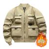 3350 Jaqueta Bomber Estilo Americano Retro Baseball Terno Multi-Bolso Jaqueta de Trabalho Jaqueta Funcional Carga Top