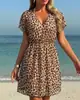 Nuevo Traje de Baño para Mujer Cubre Traje de Playa Estampado Gasa Transparente Traje de Baño Exterior Estilo Vacaciones Falda Cubre Cintura Holgada Adelgazante