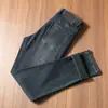 Estación Europea Otoño e Invierno Grueso Suave Rígido Yassel Sarga Elástica Algodón Casual Recto Ajuste Delgado Jeans para Hombre