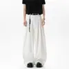Pantalones de hombre negros de estilo americano, doble pliegue, silueta fluida, marca de tendencia de otoño, holgados, rectos, pierna ancha, casual