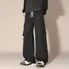 NASA SOBRE Calças de trabalho estilo americano para homens, novas para primavera e outono, casuais, com bolsos grandes, folgadas, de perna larga, calças esportivas