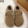 En stock~Versión de piel de vaca completamente cerrada Birkenstock zapatos para mujer zapatos de invierno con felpa engrosada cálidos sin cordones zapatos de algodón botas de nieve