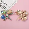 Broche Retro de Estilo Nuevo Europeo y Americano de Estrella de Mar y Concha, Pin de Moda para Chaqueta de Traje de Lujo Ligero para Mujer, Broche Marino