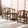 Juego de Sillas Redondas de Tres Piezas de Madera Maciza Estilo Chino Nuevo Silla de Ocio para el Hogar con Respaldo Balcón Silla de Té Clásica con Reposabrazos Otra Madera de Caucho