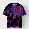 Patrón de Grupo de Chicas Cazadoras de Brujas K-Pop Patrón 3 Impresión 3D Transfronterizo Chicas Casual Cuello Redondo Manga Corta Camiseta Venta Directa de Fábrica Suministro
