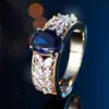 Anillo Ancho Ovalado Retro Tipo Esmeralda con Patrón de Espiga de Trigo Incrustado con Circonia Corte Marqués Anillo de Piedras Preciosas de Colores