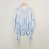 Chal Tejido Fino Calado de Verano y Otoño Cardigan de Bloques de Color Dopamina Atuendo de Viaje para Mujer Borla Habitación con Aire Acondicionado Capa Grande