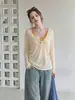 Cárdigan fino y holgado de color amarillo cremoso con botones y cuello en V para mujer, protección solar, top holgado y casual de manga larga para otoño-verano 2026