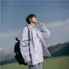 Camisa de Rayas Japonesa de Manga Larga para Hombre Primavera y Otoño Estilo Hong Kong Camisa de Manga Corta Chaqueta Casual Holgada de Moda
