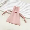 Bolsa de almacenamiento de joyería estilo francés con cordón de superfibra, bolsita de joyería de gamuza multicolor, empaque de accesorio para recuerdo de fiesta