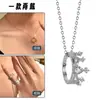 Colar com Anel Coroa Duas Vias Estilo Japonês e Coreano Venda Direta de Fábrica Personalizado para Mulheres, Corrente de Clavícula Doce da Moda com Diamantes