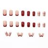 Novo Fangjia Outono e Inverno Ancola Vermelho Francês Xadrez High-end Atmosfera de Ano Novo 24 Peças Adesivos de Unhas Vestíveis