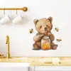 Desenho Fofo Urso Pote de Mel Adesivos de Parede Autoadesivos Adesivos para Geladeira de Cozinha Adesivos de Decoração para Sala de Restaurante ZN3171C