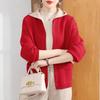 Cárdigan de punto de talla grande para primavera de 2024 para madre, chaqueta con capucha estilo occidental para mujeres de mediana edad y mayores, chaqueta que reduce la edad