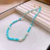 Colar de pérolas fritillary Ji sereia galvanizada a ouro real, corrente de clavícula simples francesa, colar retrô elegante e personalizado