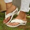 Comércio Exterior Transfronteiriço Plus Size Verão 2026 Novo Estilo Moda Feminina Sandálias de Dedo com Salto Plataforma Florais Sandálias Casuais