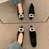 Sapatos de Salto Fino Apontado Estilo Coreano para Mulheres Inverno 2025 Veludo Forrado Fivela de Diamante Salto Baixo Uma Sola Versátil Luxo Acessível Elegante Sapatos Femininos