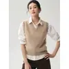 Colección Otoño/Invierno 2026 de Bai Cai Rong: Chaleco de cachemir con cuello en V, chaleco de punto sin mangas, chaleco holgado para superponer