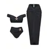 Nuevo Traje de Baño de Dos Piezas Estilo Europeo y Americano con Falda Larga de Estrella de Mar, Conjunto de Bikini de Tres Piezas para Mujer, Traje de Baño de Dos Piezas Estilo Europeo y Americano Huludao