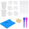 Conjunto de ferramentas de ajuste para cola de gota de cristal de resina epóxi, base de silicone, copo medidor, bastão de mistura