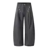 Pantalones Casuales Estilo Old Money Americano 11KN para Hombres y Mujeres Holgados Botón Napoleón para Viajar Diseño Plisado Caída Pierna Ancha