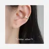 Nalan Plata de Ley S925 Estilo Coreano Sencillos y Modernos Clips para Orejas Redondos Tachonados de Diamantes Pendientes Elegantes Frescos de Verano G9992