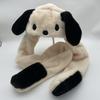 Orejas pueden moverse lindo perro de jade de peluche con sombrero bufanda guantes de tres piezas para estudiantes cálidos de otoño e invierno para mujer