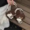 Bolsa Peluda de Otoño e Invierno Bolsa Cilíndrica Portátil de Dibujos Animados Estilo Girly Moda Bolso de Teléfono Móvil de un Hombro Moda Coreana Bolso de Felpa de Moda Tendencia