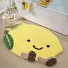 Alfombra de piso tufted con divertido estampado de frutas, alfombra absorbente semicircular para baño, alfombrilla antideslizante para entrada de baño, alfombrilla absorbente de flocado